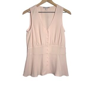 Chelsea28 Womens Blouse S Pink Sleeveless Sheer Crepe Office Brunch Barbie